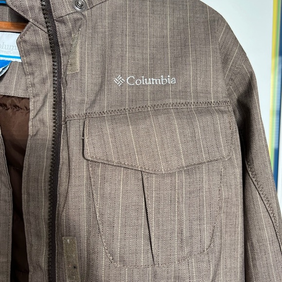 Columbia Omni-Tech Jacket Women Medium Hood Brown Tan Waterproof Ski Parka Coat - Picture 2 of 13